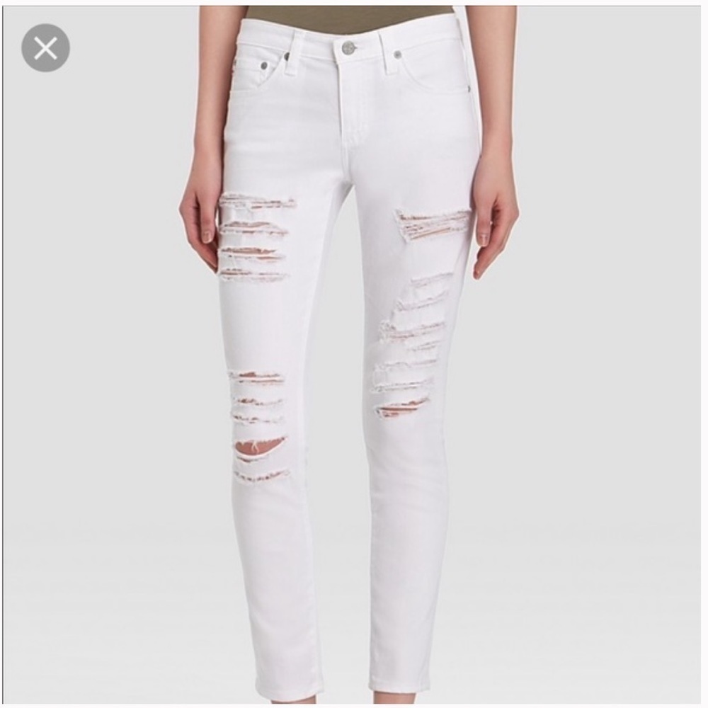 adriano goldschmied white the legging ankle distressed Mid Rise Jeans